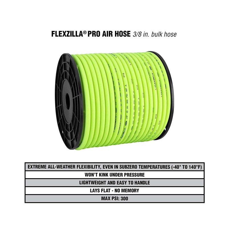 Flexzilla Pro Air Hose, Bulk Plastic Spool, 3/8 in. x 250 ft, Heavy Duty, Lightweight, Hybrid, ZillaGreen - HFZ38250YW - Image 4